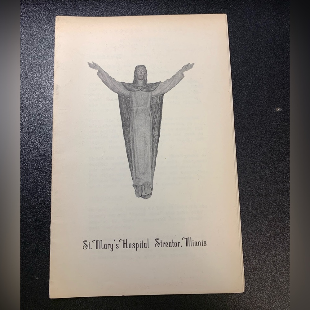 Catholic Funeral Program Vintage Memorial Services St. Mary’s Hospital Illinois
